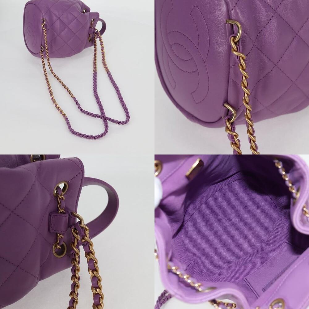 Chanel Chain Matelasse Backpack Lamb Skin Purple CC - Picture 4 of 8